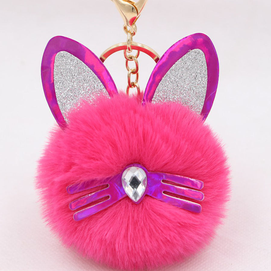 Wholesale Cute Cat Ears Whiskers Plush Doll Keychains ACC-KC-Zuge009