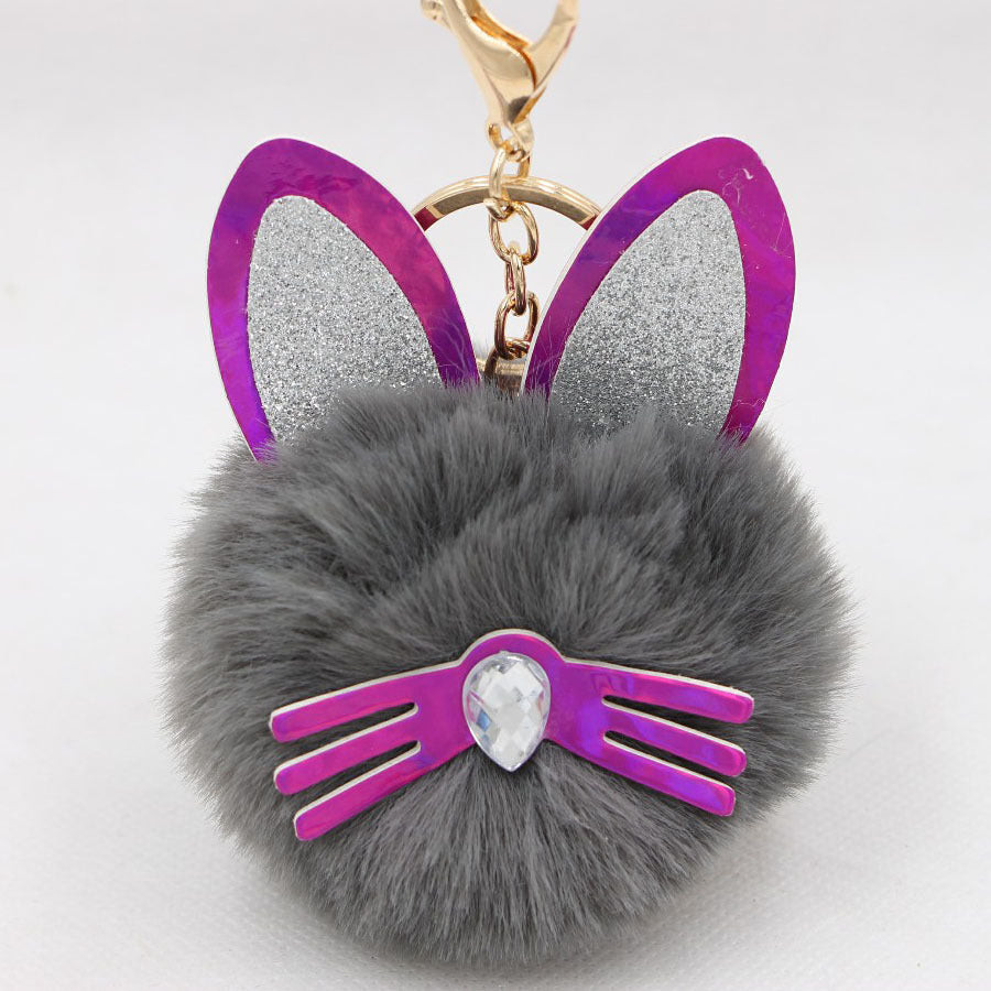 Wholesale Cute Cat Ears Whiskers Plush Doll Keychains ACC-KC-Zuge009