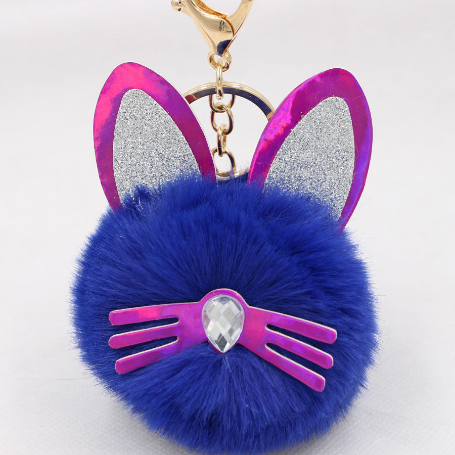Wholesale Cute Cat Ears Whiskers Plush Doll Keychains ACC-KC-Zuge009