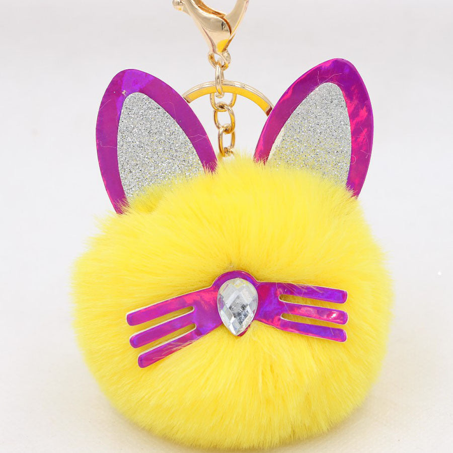 Wholesale Cute Cat Ears Whiskers Plush Doll Keychains ACC-KC-Zuge009