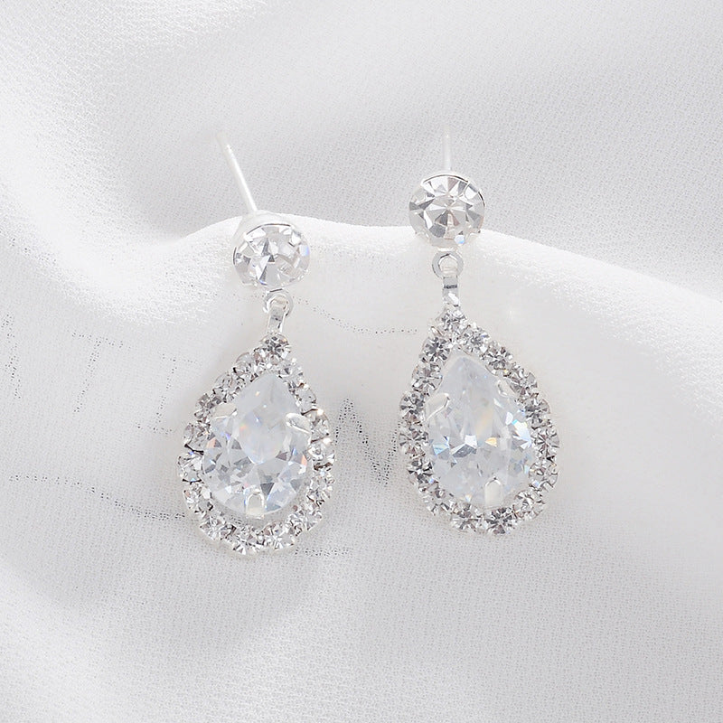 Wholesale claw chain rhinestone crystal water drop necklace earrings set