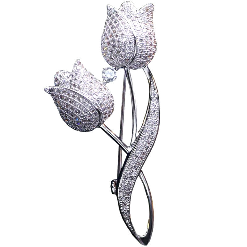 Wholesale Personalized Diamond-encrusted Rose Brooch