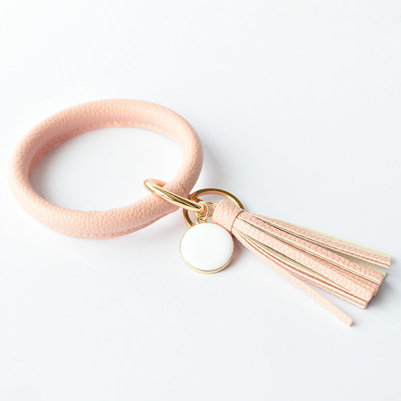 Wholesale Solid Color Leather Wristlet Keychain ACC-KC-QiuXue004