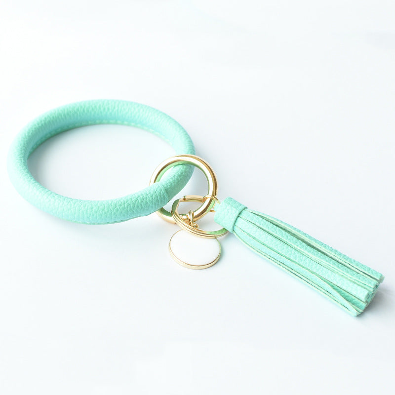 Wholesale Solid Color Leather Wristlet Keychain ACC-KC-QiuXue004
