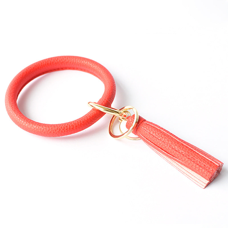 Wholesale Solid Color Leather Wristlet Keychain ACC-KC-QiuXue004