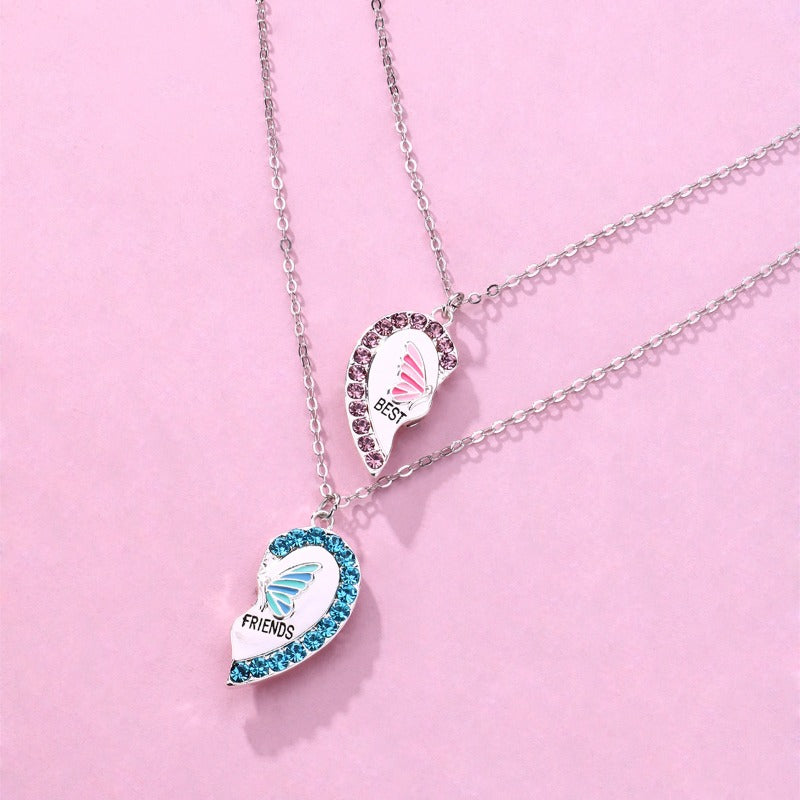 Wholesale Butterfly Heart Splicing Magnet Stone Necklace Set ACC-NE-Hanp005