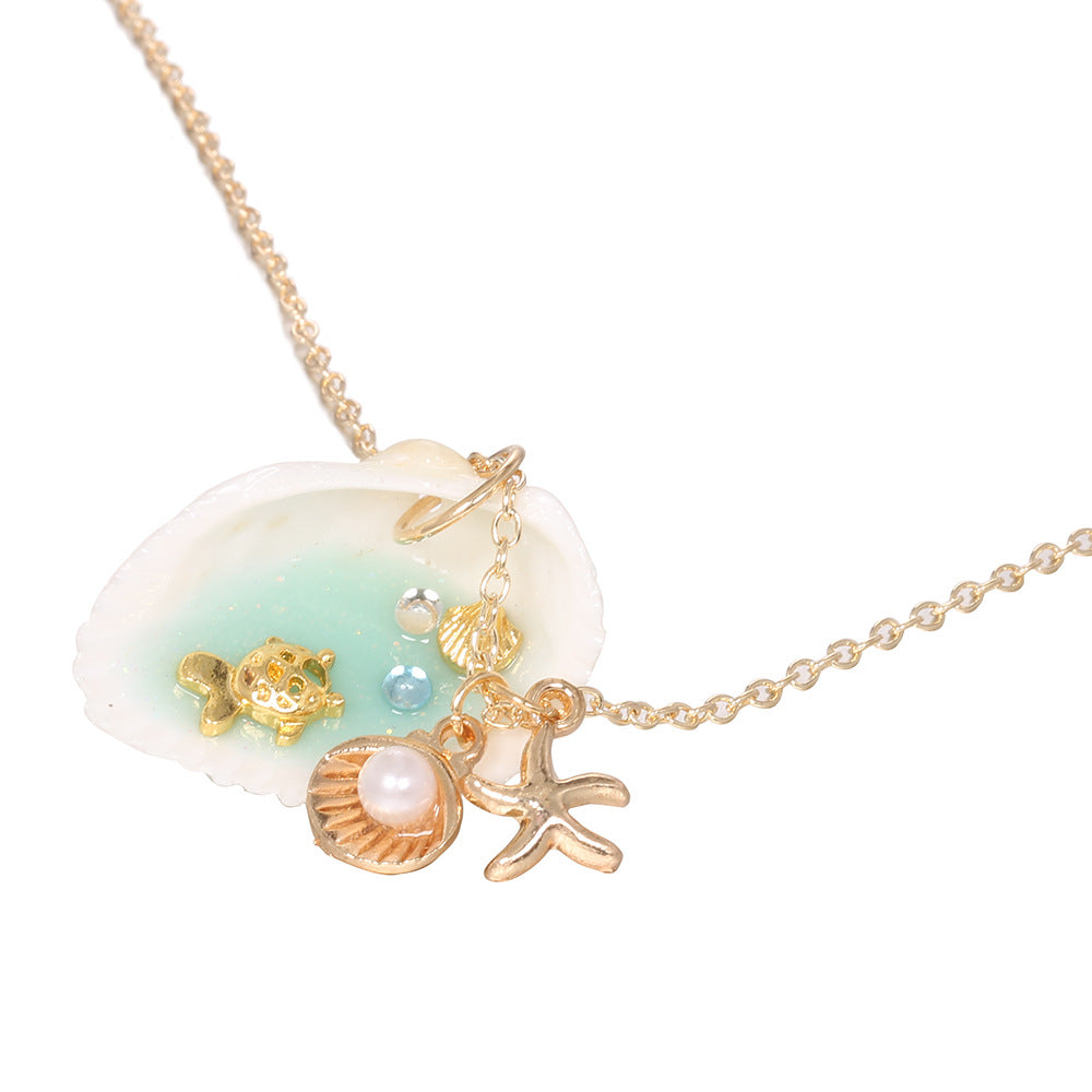 Wholesale Ocean Series Pearl Shell Turtle Pendant Necklace Summer Pearl Necklace ACC-NE-KeRen003
