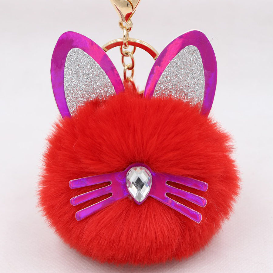 Wholesale Cute Cat Ears Whiskers Plush Doll Keychains ACC-KC-Zuge009