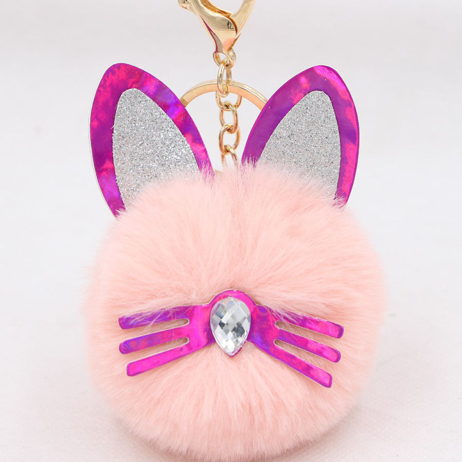 Wholesale Cute Cat Ears Whiskers Plush Doll Keychains ACC-KC-Zuge009