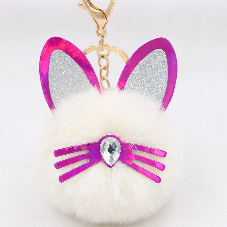 Wholesale Cute Cat Ears Whiskers Plush Doll Keychains ACC-KC-Zuge009