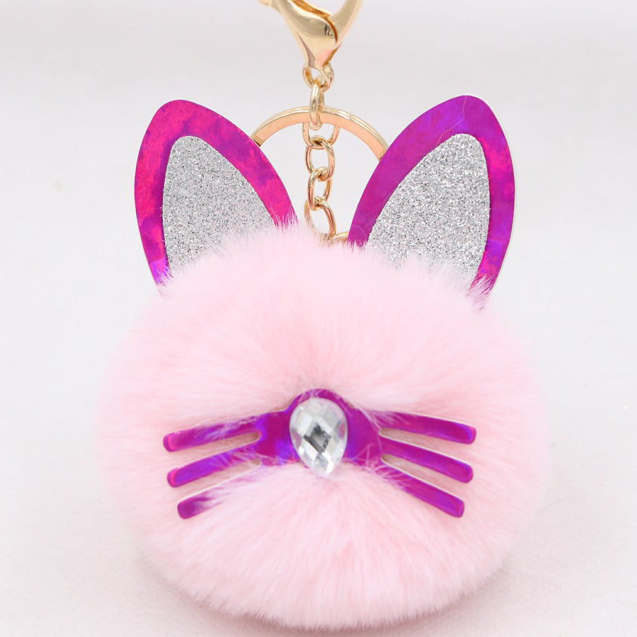 Wholesale Cute Cat Ears Whiskers Plush Doll Keychains ACC-KC-Zuge009