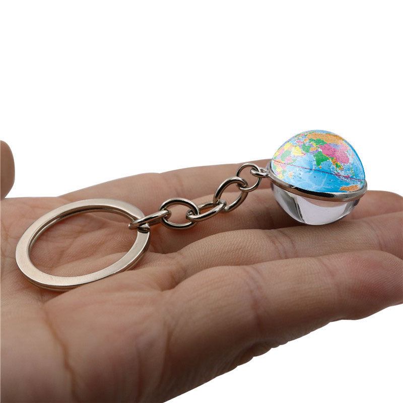 Wholesale Map Globe Double-sided Glass Ball Keychain ACC-KC-JiaYun005