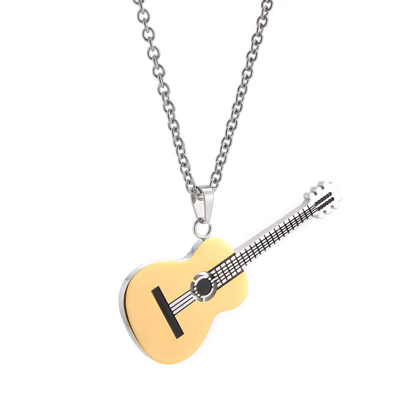 Wholesale Titanium Steel Jewelry Musical Instrument Guitar Necklace