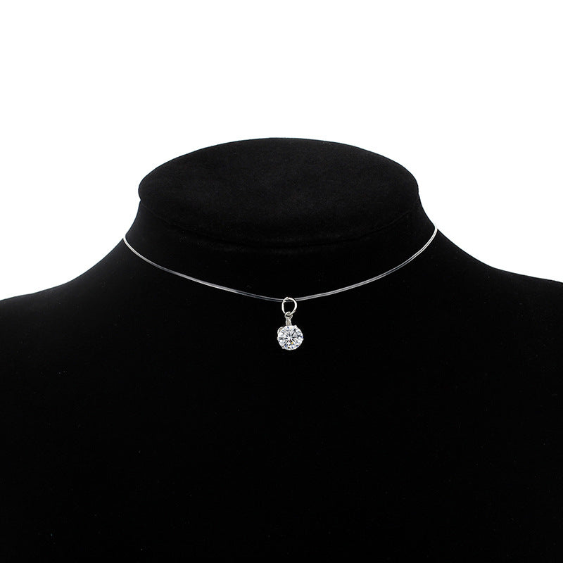 Wholesale Transparent Invisible Fishing Line Zircon Diamond Necklace ACC-NE-Yiran001