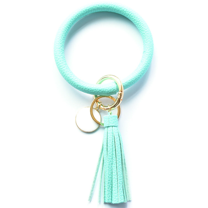 Wholesale Western Style Leopard Print Cow Print Cactus Leather Wristlet Keychain ACC-KC-QiuXue003