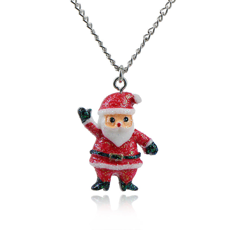 Wholesale Cute Cartoon Oil Drop Colorful Santa Claus Necklaces Earrings ACC-ES-KaiQing009