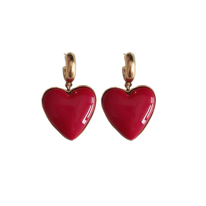 Wholesale Retro Exaggerated Red Love Earrings