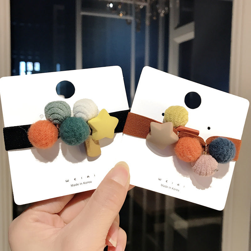 Wholesale Hair Rope Cute Five-pointed Star Colorful Ball Head Rope Hair Scrunchies ACC-HS-Qianq002