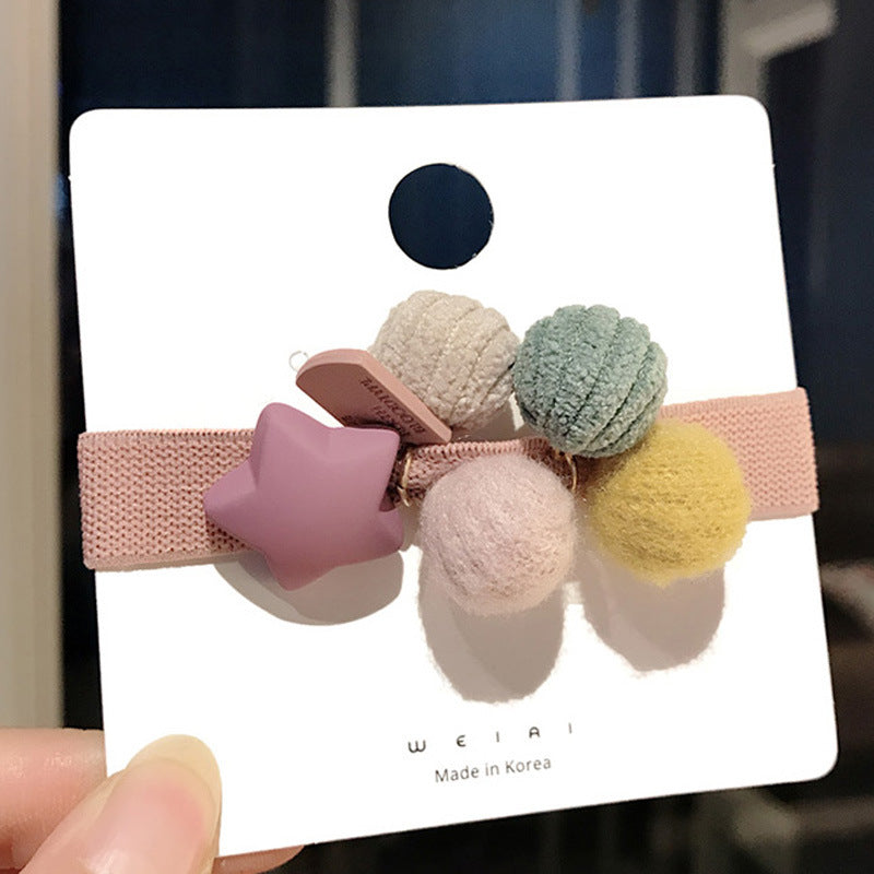 Wholesale Hair Rope Cute Five-pointed Star Colorful Ball Head Rope Hair Scrunchies ACC-HS-Qianq002