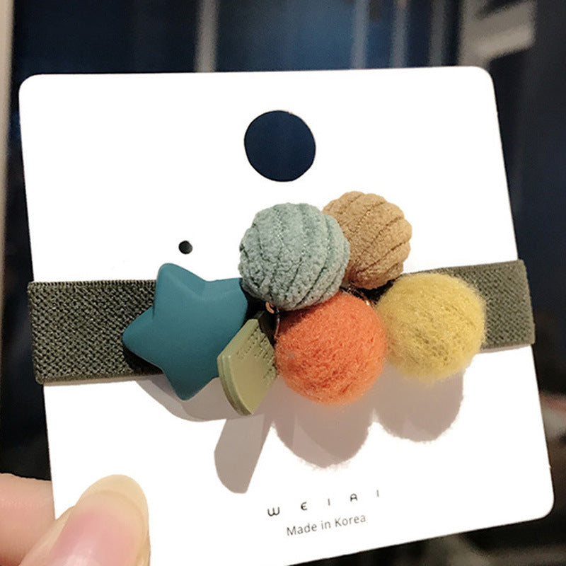Wholesale Hair Rope Cute Five-pointed Star Colorful Ball Head Rope Hair Scrunchies ACC-HS-Qianq002