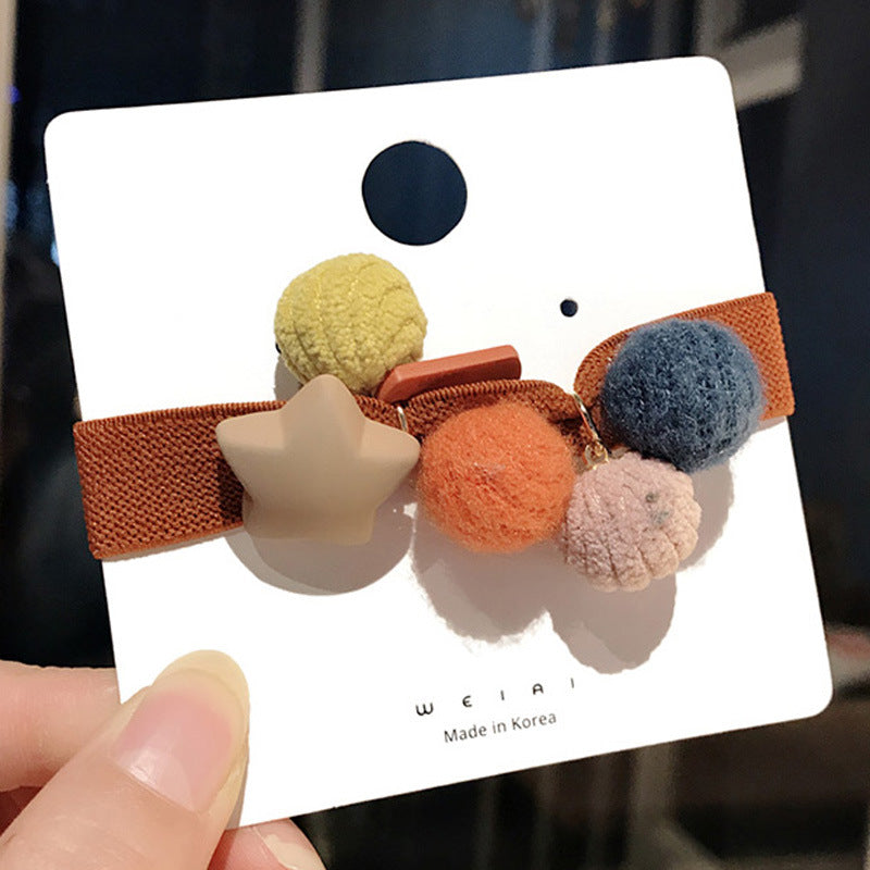 Wholesale Hair Rope Cute Five-pointed Star Colorful Ball Head Rope Hair Scrunchies ACC-HS-Qianq002