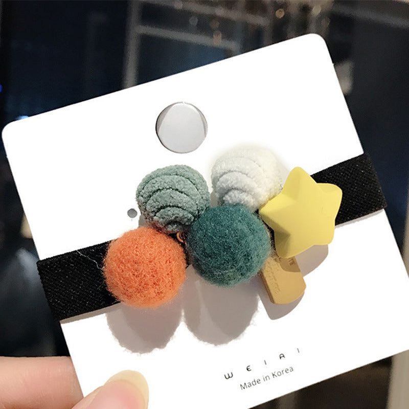 Wholesale Hair Rope Cute Five-pointed Star Colorful Ball Head Rope Hair Scrunchies ACC-HS-Qianq002