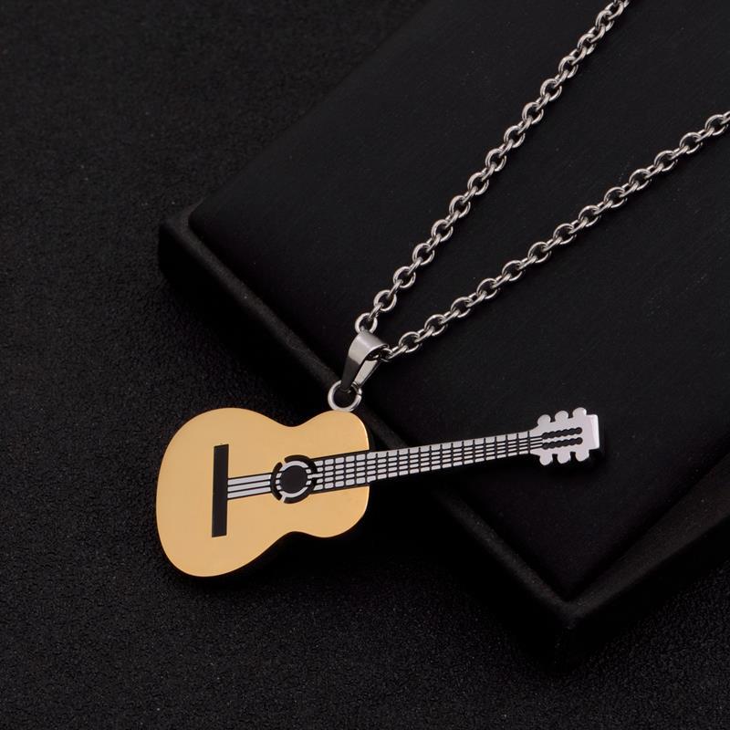 Wholesale Titanium Steel Jewelry Musical Instrument Guitar Necklace