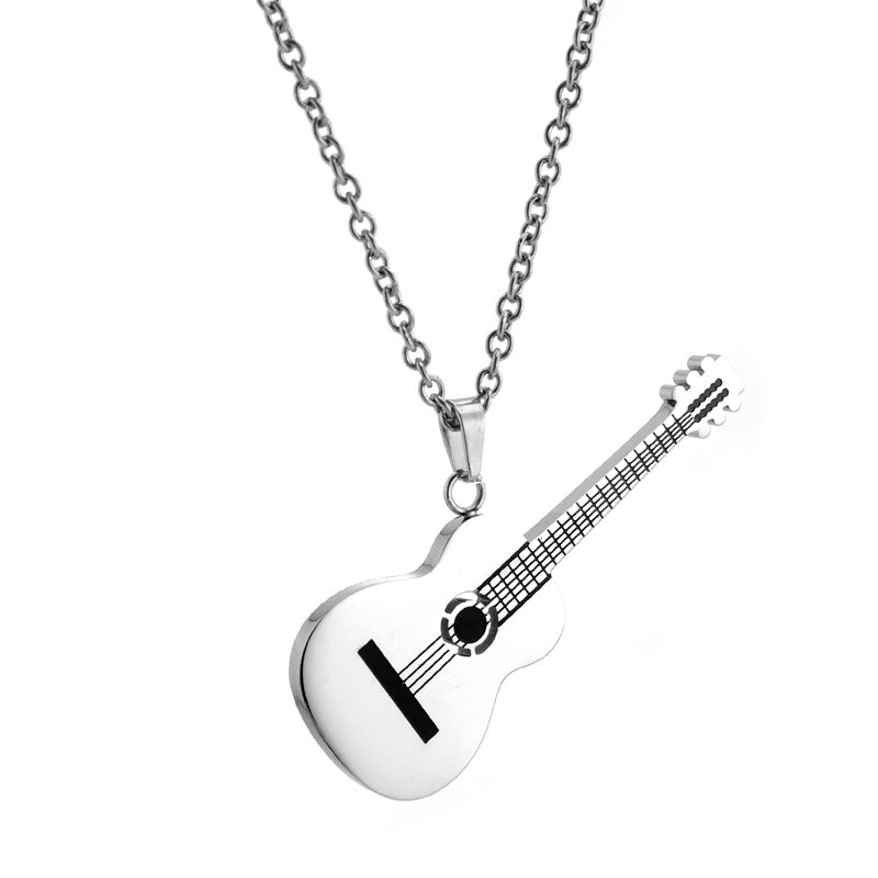 Wholesale Titanium Steel Jewelry Musical Instrument Guitar Necklace