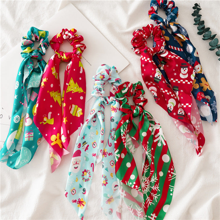 Wholesale 12pcs Christmas Ribbon Hair Accessories Hair Scrunchies ACC-HS-SanTai008