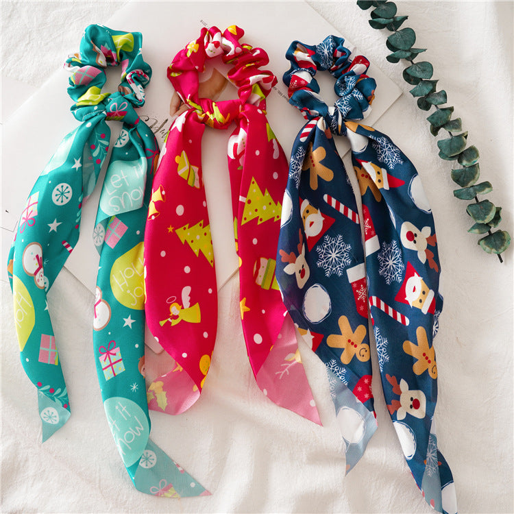 Wholesale 12pcs Christmas Ribbon Hair Accessories Hair Scrunchies ACC-HS-SanTai008