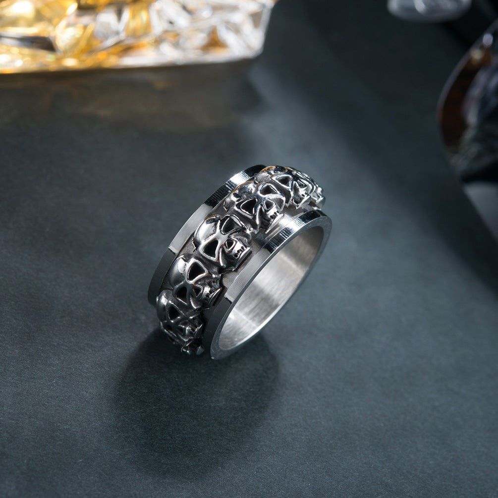 Wholesale Retro Style Skull Design Stainless Steel Ring Jewelry Accessory for Men