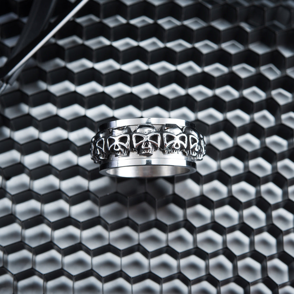 Wholesale Retro Style Skull Design Stainless Steel Ring Jewelry Accessory for Men