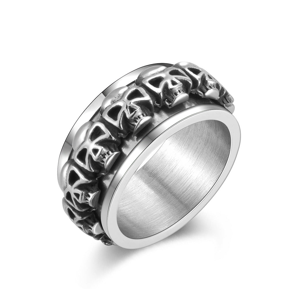 Wholesale Retro Style Skull Design Stainless Steel Ring Jewelry Accessory for Men