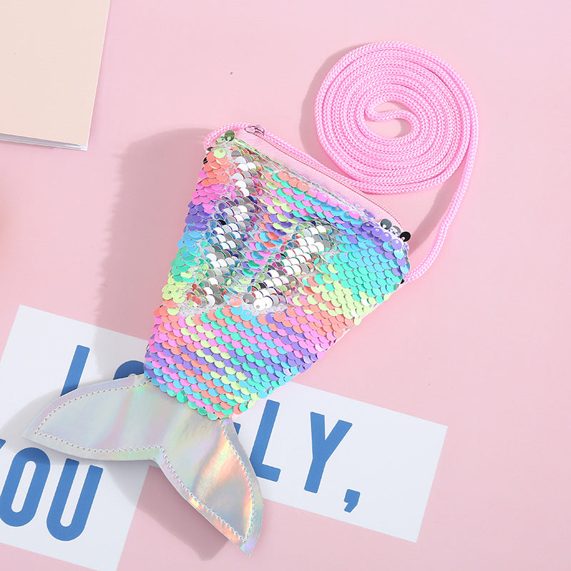 Wholesale Sequin Coin Purse Children's Crossbody Fishtail Bag Wallet ACC-WT-SuManshu001