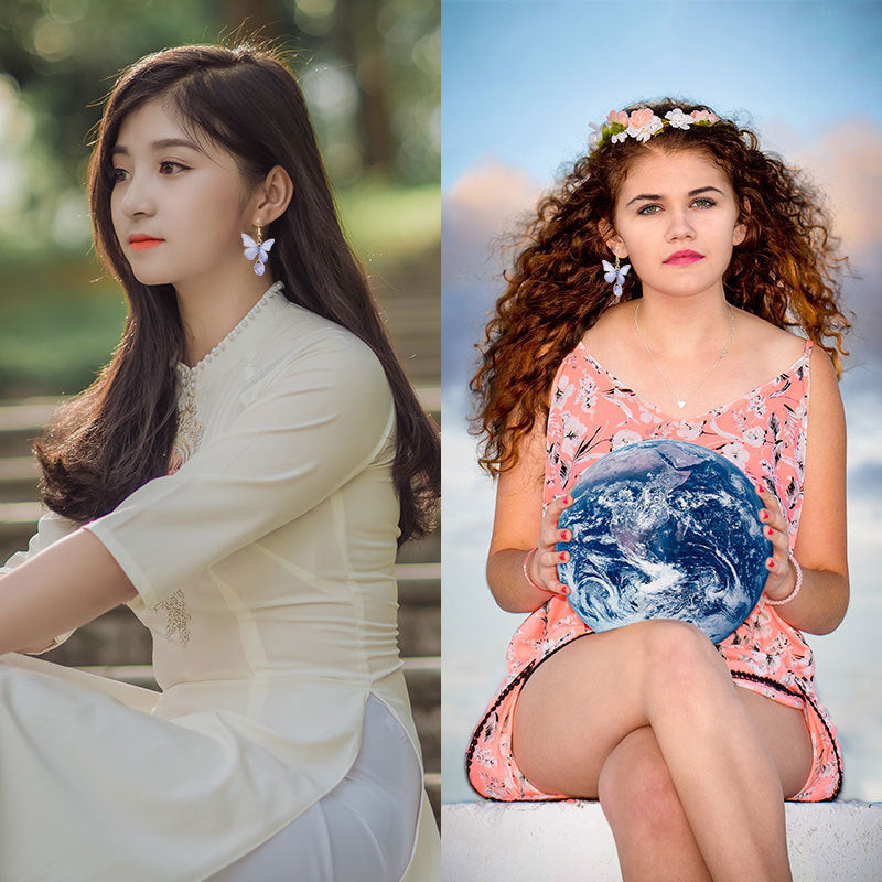 Wholesale Butterfly Earrings Glass Fabric Ear Clips ACC-ES-Yunf001