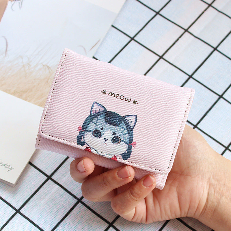 Wholesale Multi-card Slot Cute Cat Short Pu Wallet ACC-WT-Weiw006