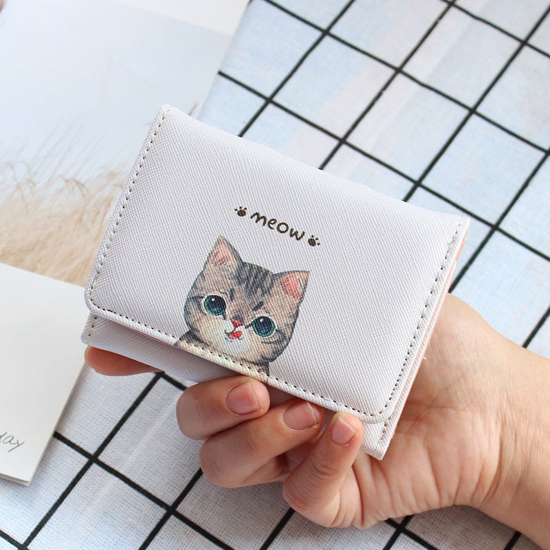 Wholesale Multi-card Slot Cute Cat Short Pu Wallet ACC-WT-Weiw006