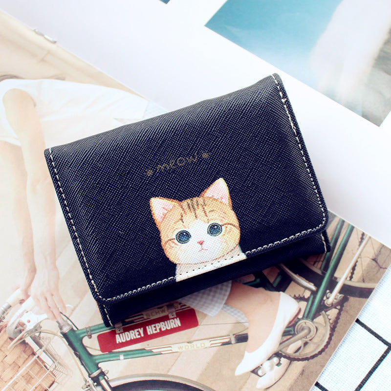 Wholesale Multi-card Slot Cute Cat Short Pu Wallet ACC-WT-Weiw006