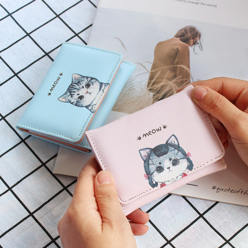 Wholesale Multi-card Slot Cute Cat Short Pu Wallet ACC-WT-Weiw006