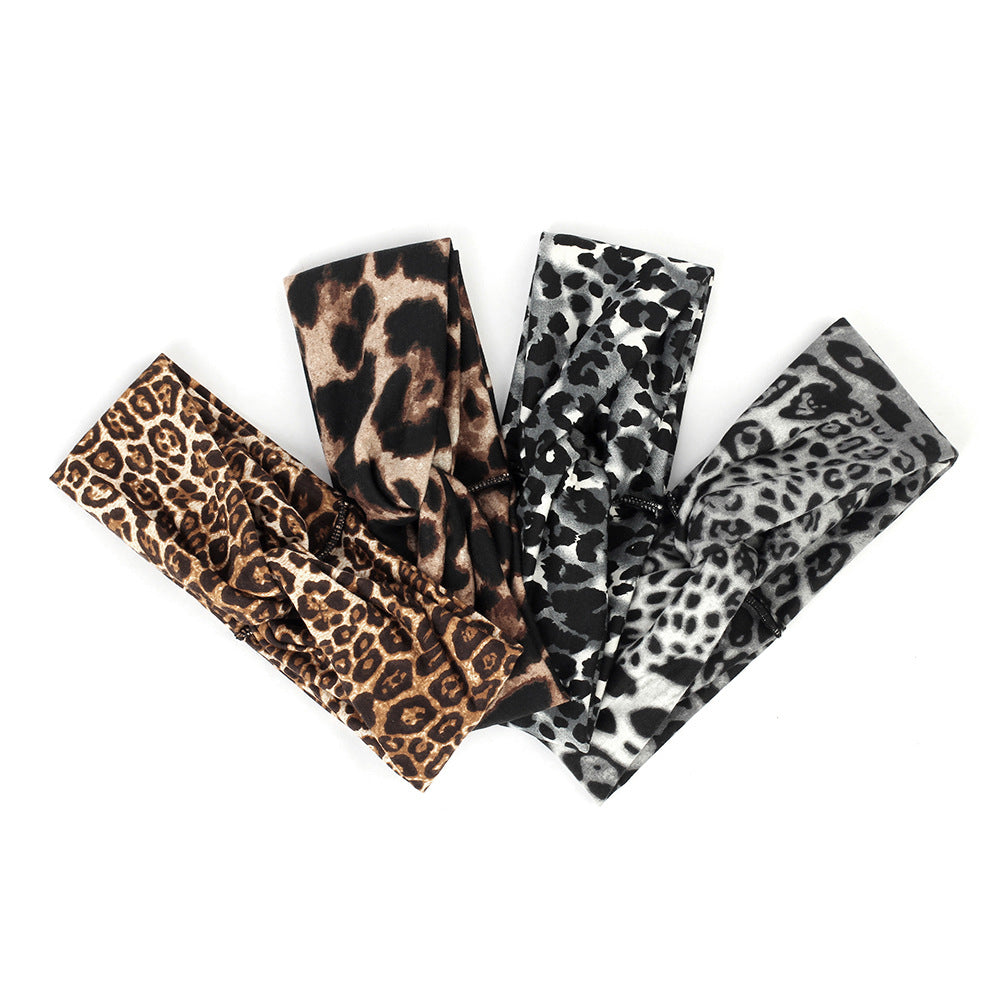 Wholesale  headband hair band leopard cross pull  headband