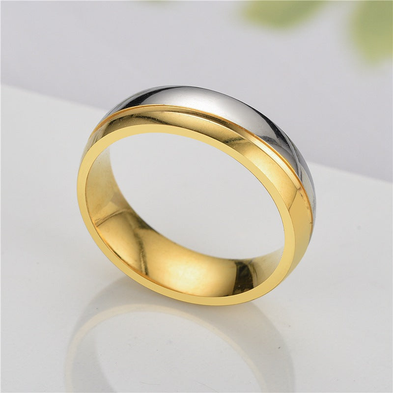 Wholesale stainless steel gold diamond ring couple ring