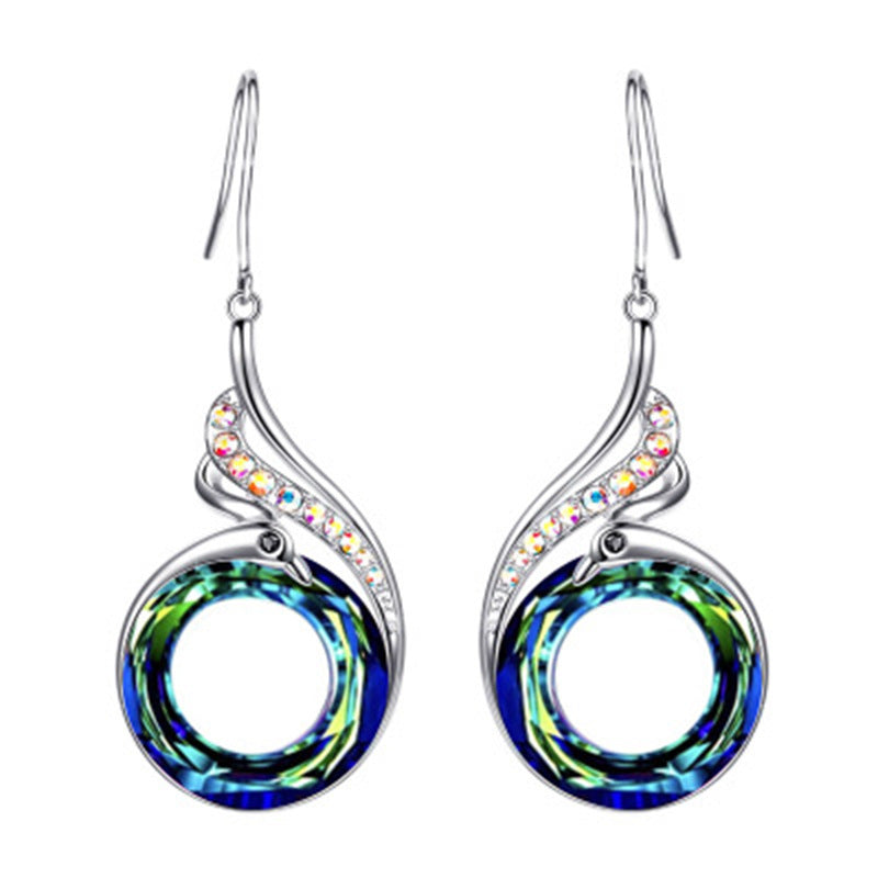 Wholesale  colorful crystal peacock creative gradient Earrings