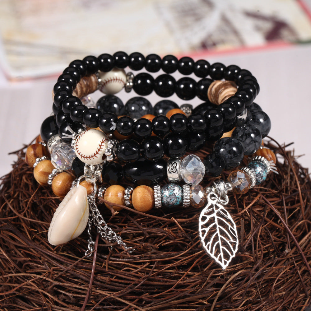 Wholesale Colorful Rhombus Beaded Leaf Bracelet Beaded Bracelets ACC-BT-XinY006