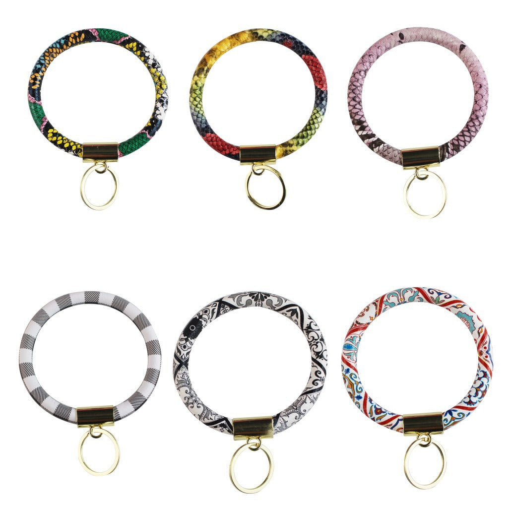 Wholesale Floral Print Leather Wristlet Keychain ACC-KC-YTian012