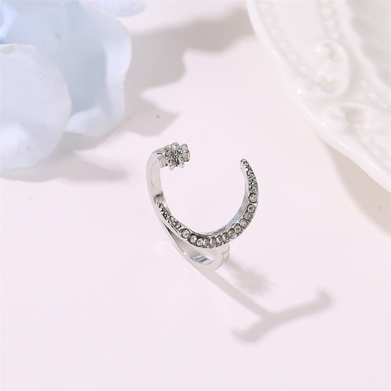 Wholesale Ethnic Star Moon Crescent Open Ring Trendy Women S Fashion Jewelry Accessory Boutique Resale Gift