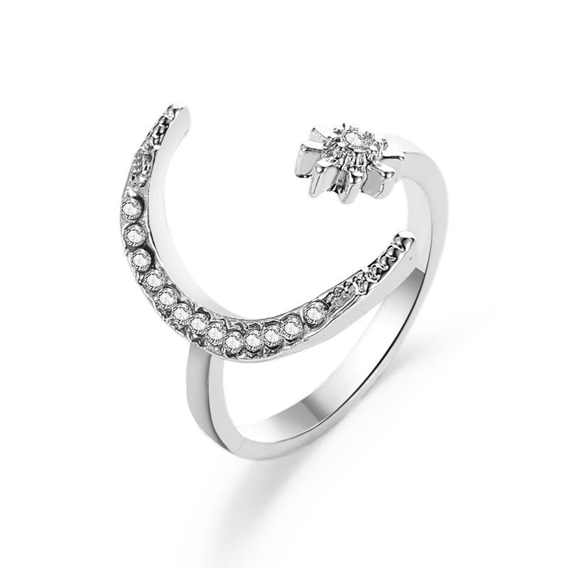 Wholesale Ethnic Star Moon Crescent Open Ring Trendy Women S Fashion Jewelry Accessory Boutique Resale Gift