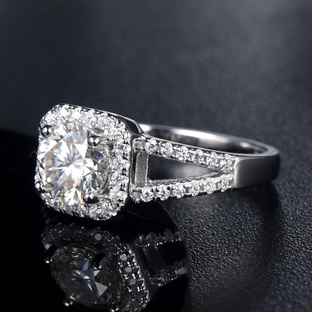 Wholesale  moissanite S925 sterling silver inlaid  diamond ring