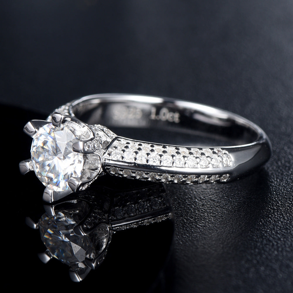 Wholesale s925 Silver ring Six-claw Diamond ring