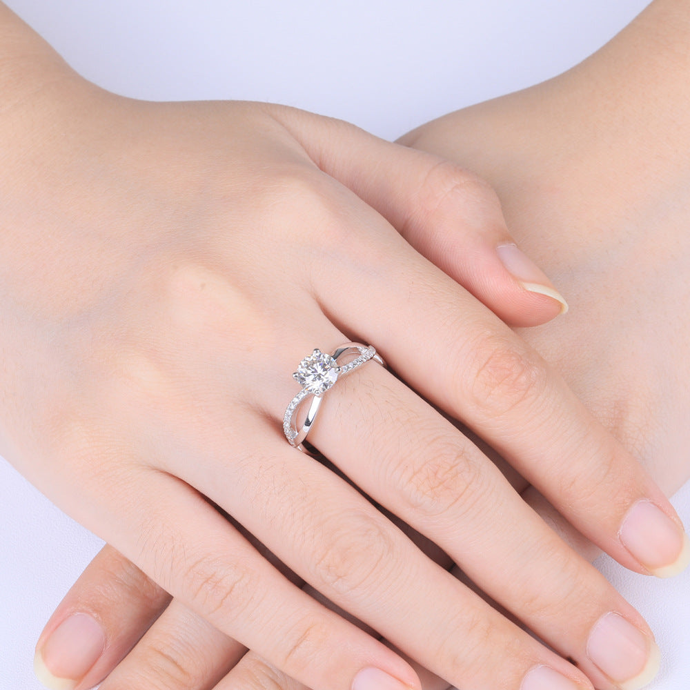 Wholesale creative diamond ring s925 sterling silver 1 karat moissanite small waist ring