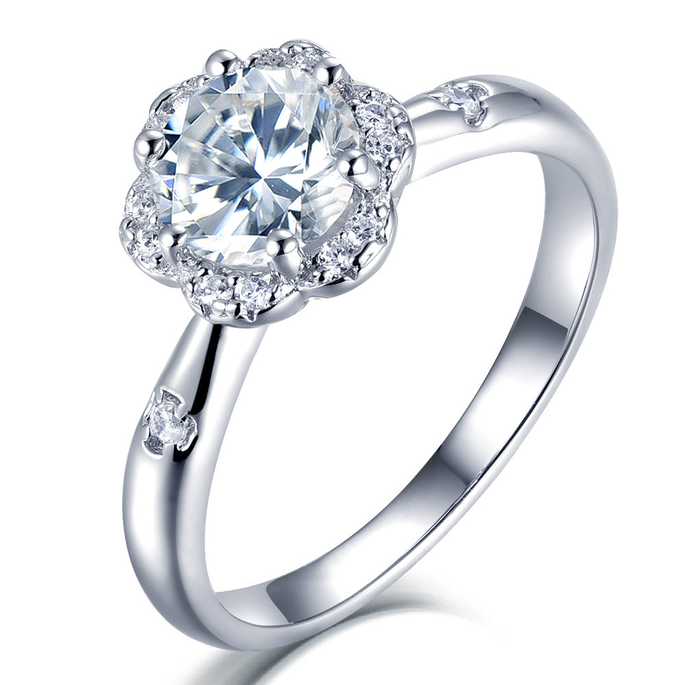 Wholesale  Silver 925 Sterling Silver Mosan Diamond Ring